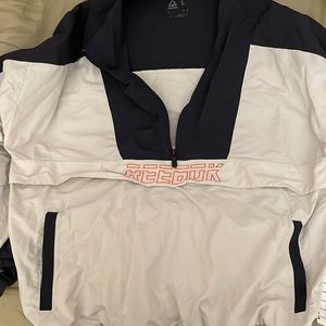 Reebok Navy and White Zip Up Windbreaker Size L